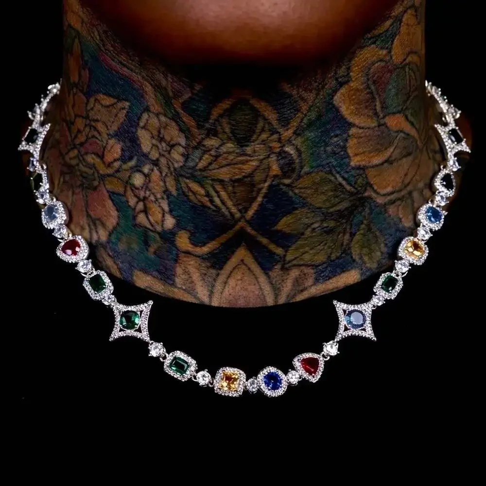 Silver Multi Color Necklace 20 Inch 2 E 47